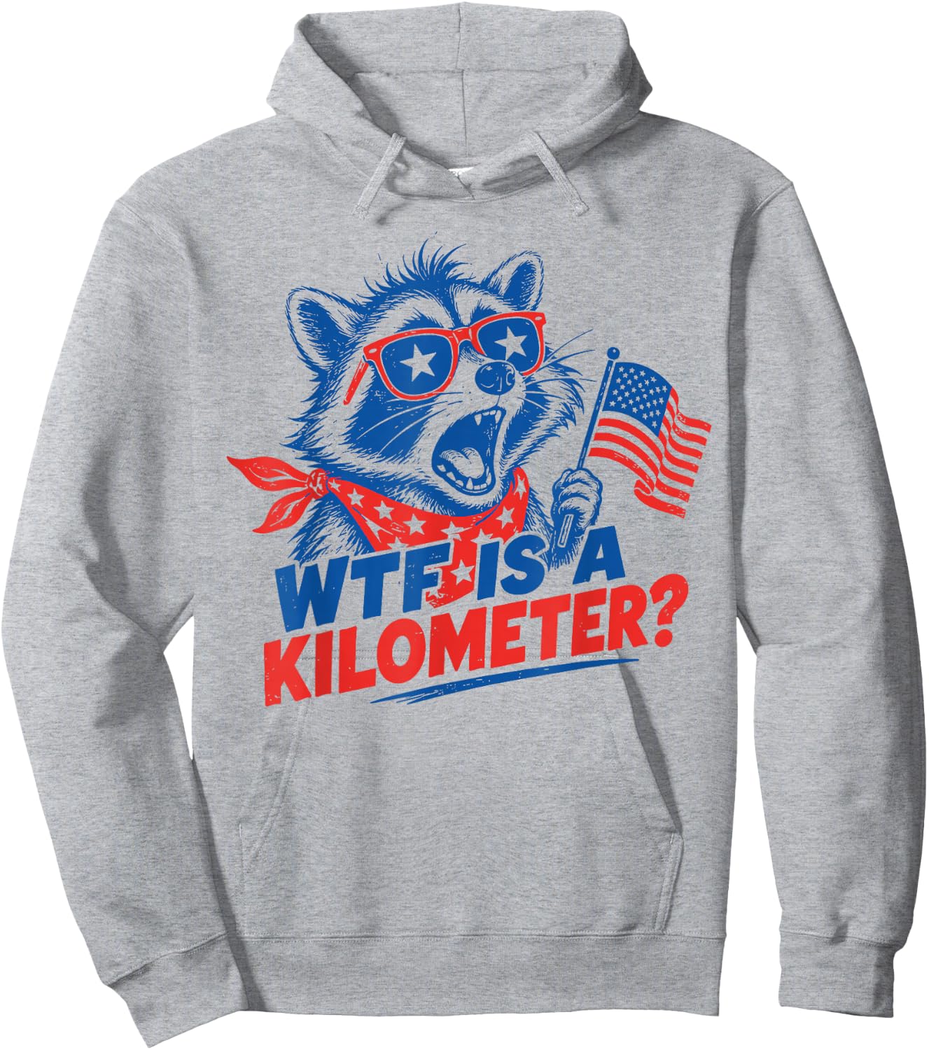 WTF is A Kilometer Patriotic Raccoon Independence 4th July Hoodie - Hoodie | Ash