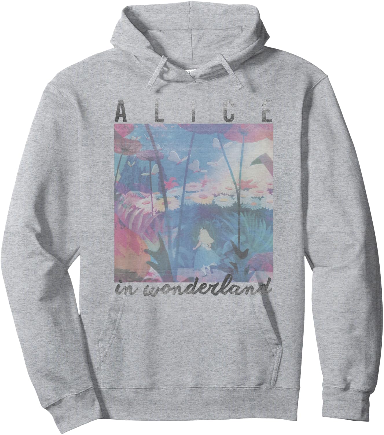 Disney Alice in Wonderland Faded Wildflower Forest Panel Hoodie - Hoodie | Ash