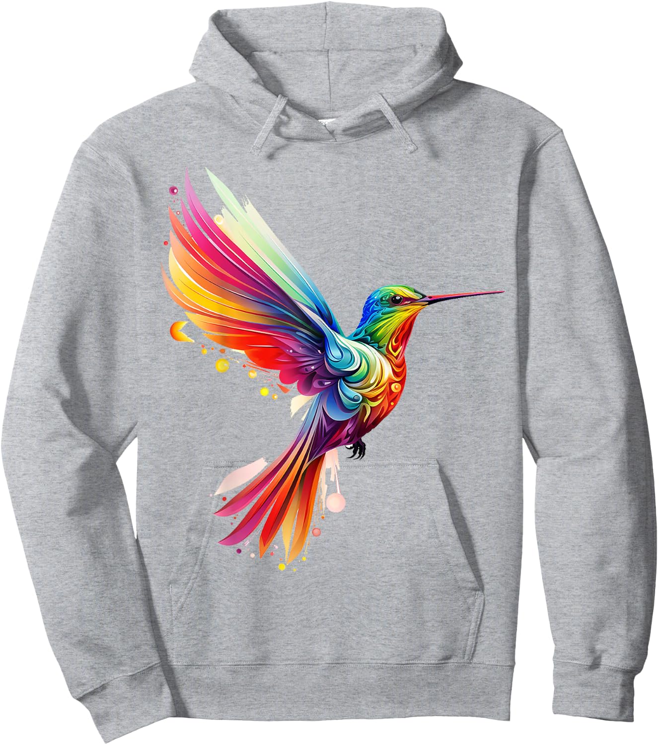 Hummingbird Animal Fantasy Zoo Colorful Abstract Hummingbird Hoodie - Hoodie | Ash