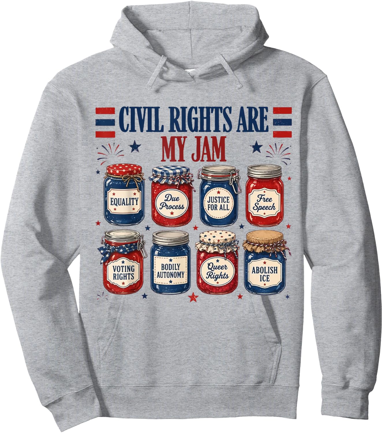 Retro Civil Rights are My Jam Patriotic Funny 4th of July Hoodie - Hoodie | Ash