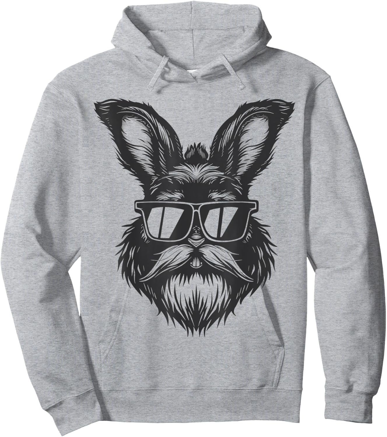 Beard Bunny Face With Sunglasses Easter Day 2024 Men Boy Kid Hoodie - Hoodie | Ash