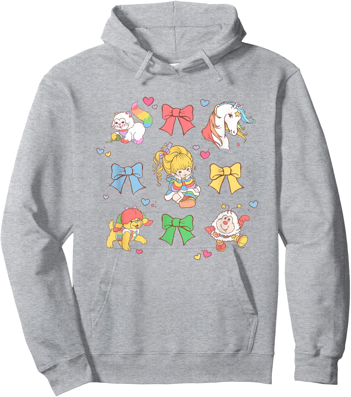 Rainbow Brite Unicorn Bows & Sprites Jumble Hoodie - Hoodie | Ash