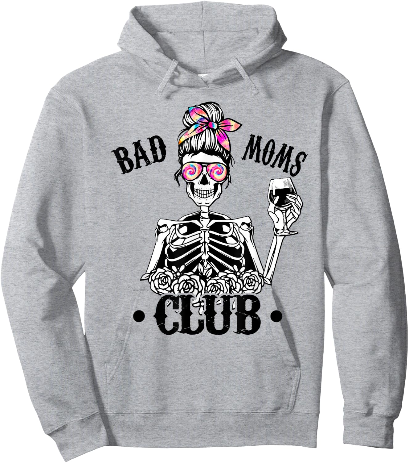 Lustiges Muttertagsgeschenk "Bad Moms" Club Mom Life Tie Dye Skull Hoodie - Hoodie | Ash