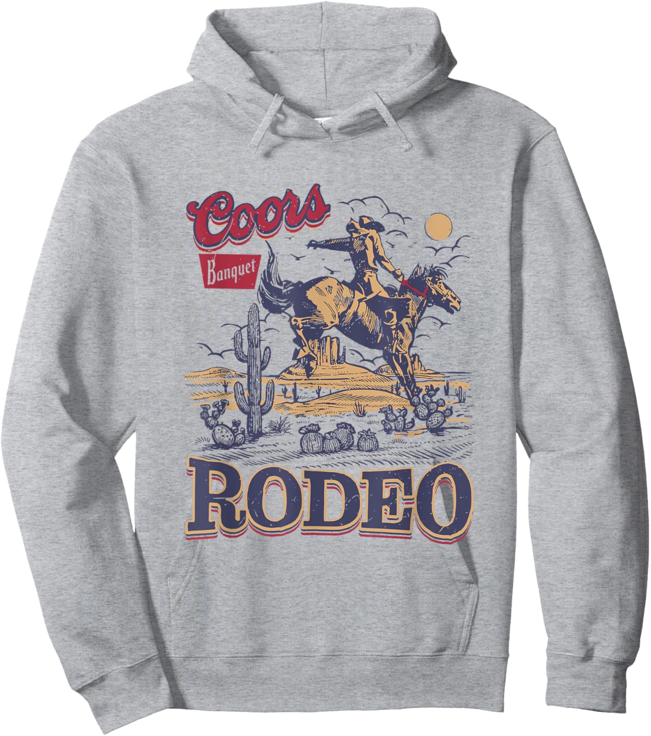 Cowboys Rodeo Retro Western Cowboy Riding Horse Hoodie - Hoodie | Ash