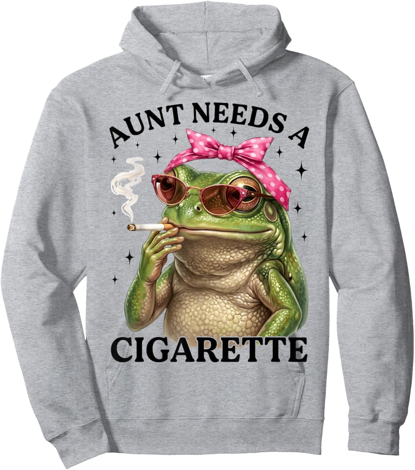 Aunt Needs A Cigarette Funny Smoking Frog Mother's Day Hoodie - Hoodie | Ash