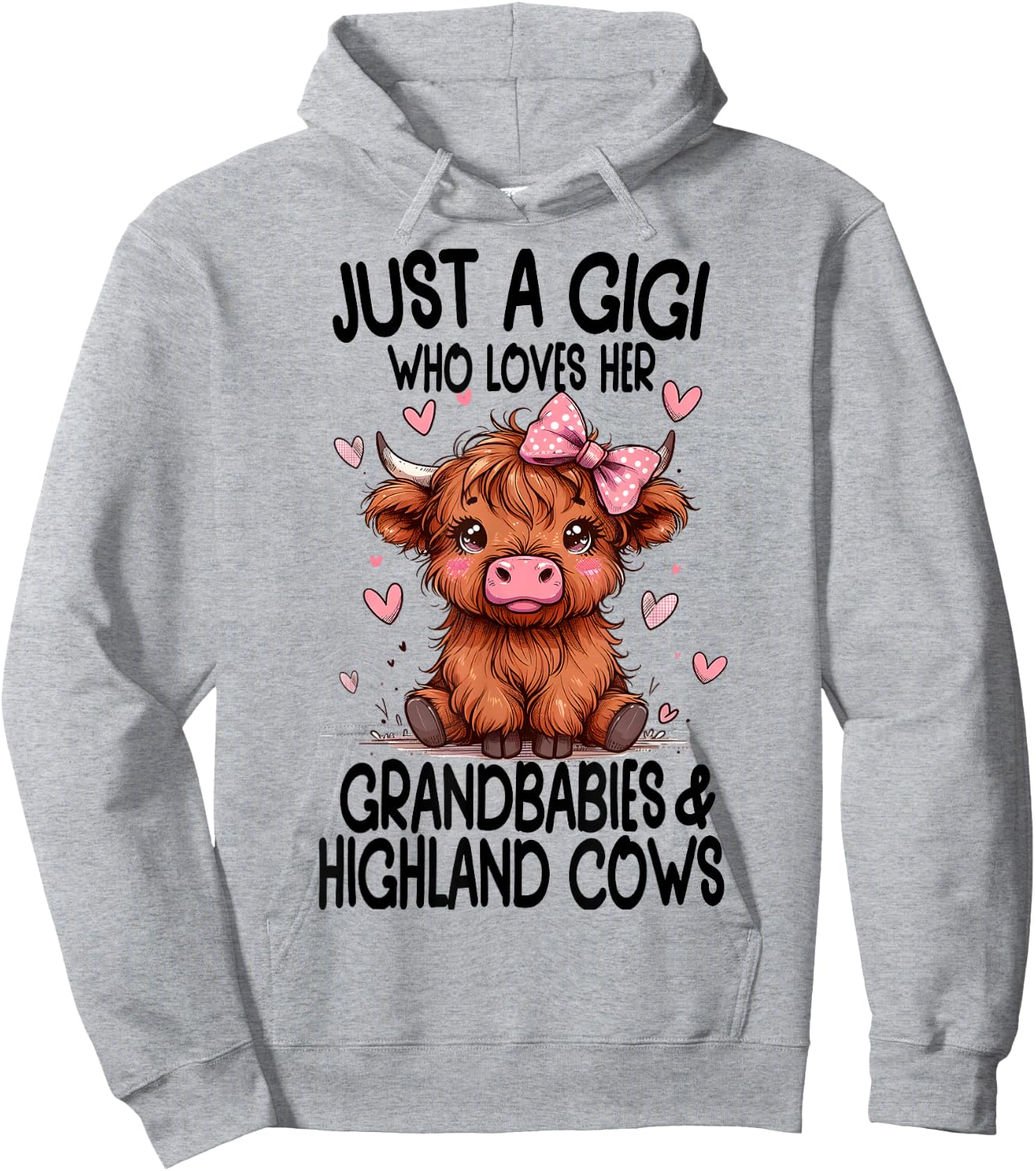 Just a GIGI loves her GRANDBABIES & HIGHLAND COWS Graphic Hoodie - Hoodie | Ash