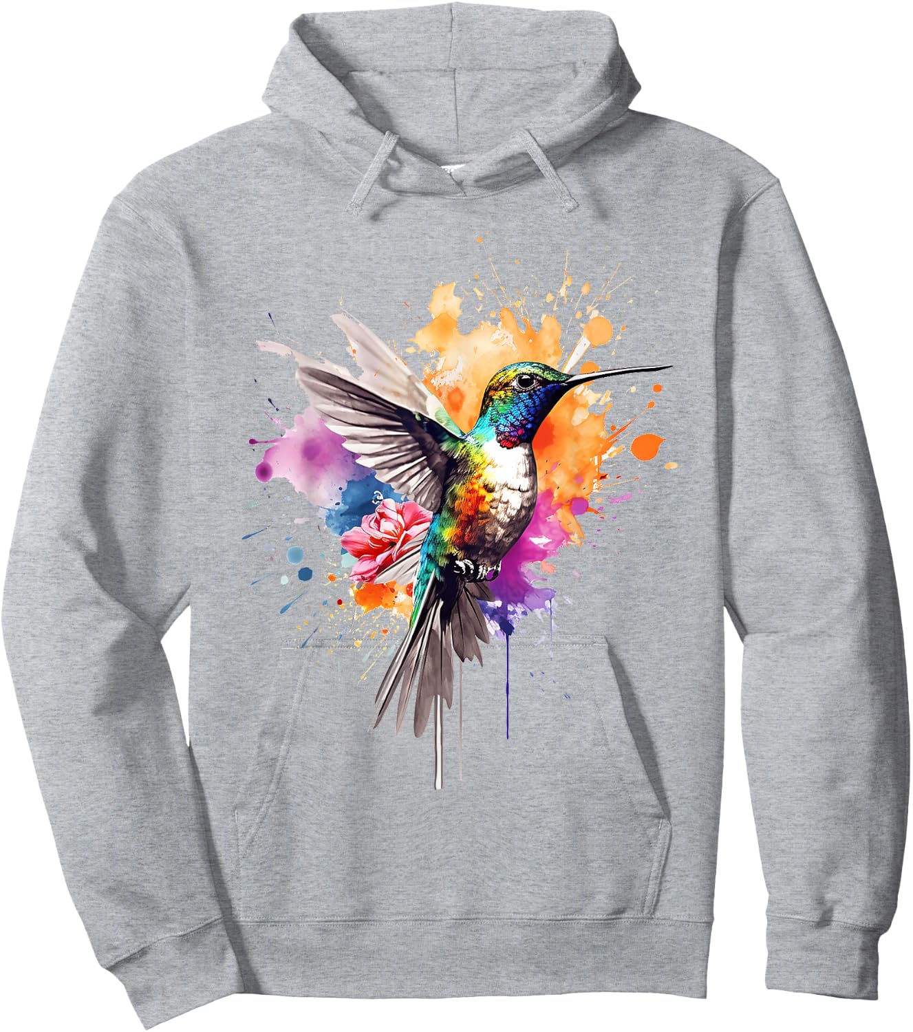 Hummingbird Animal Zoo Colourful Hummingbird , White Hoodie - Hoodie | Ash