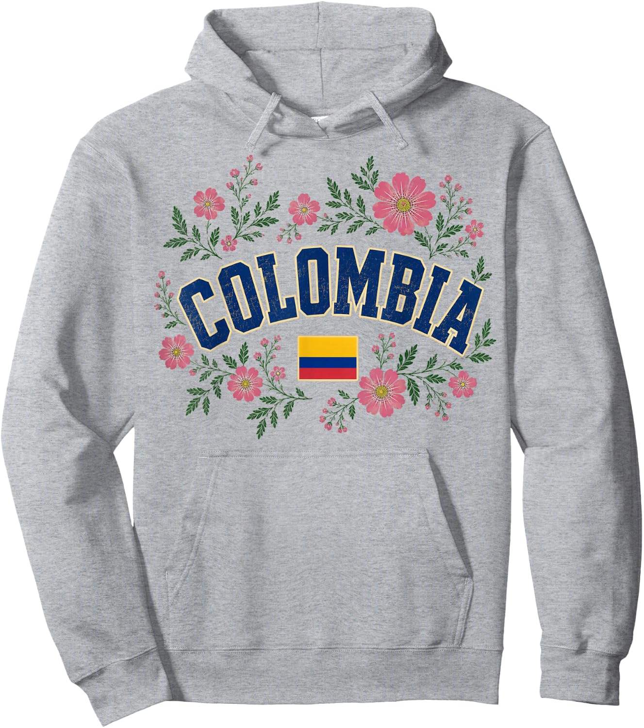 Colombia Floral Vintage Country Pride Hoodie - Hoodie | Ash