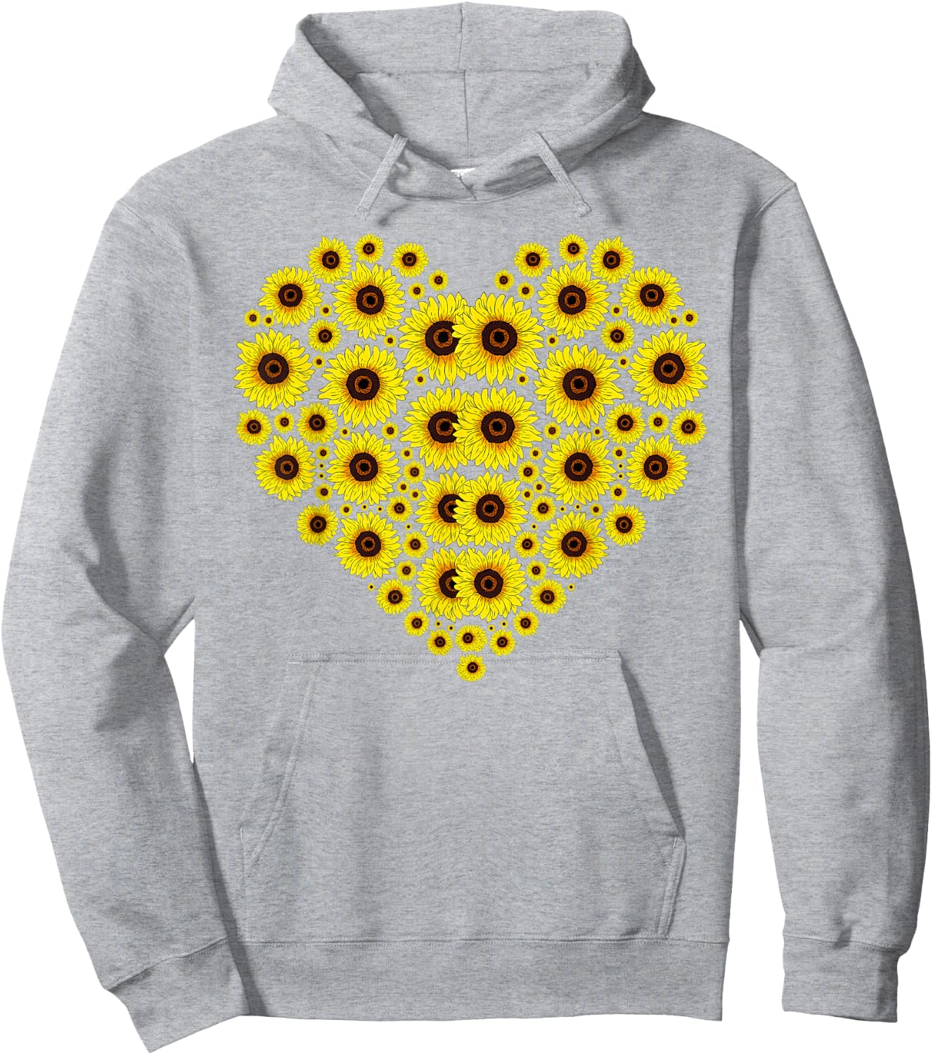 Hippie Sunflowers Blossoms Heart Nature Yellow Sunflower , White Hoodie - Hoodie | Ash