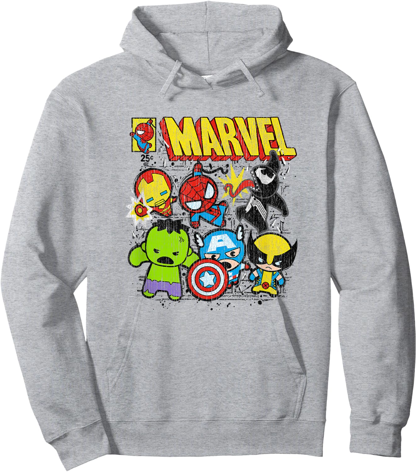 Marvel Kawaii Chibi Avengers Spidey VS Venom Vintage Comic Hoodie - Hoodie | Ash