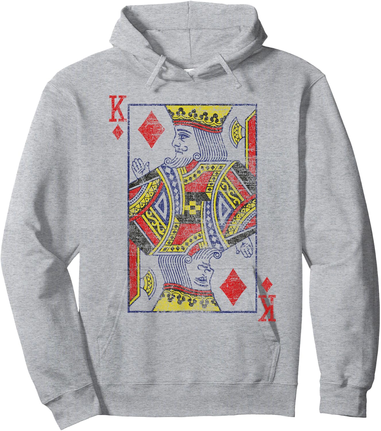 King Of Diamonds Playing Card Costume Poker Distressed Hoodie - Hoodie | Ash