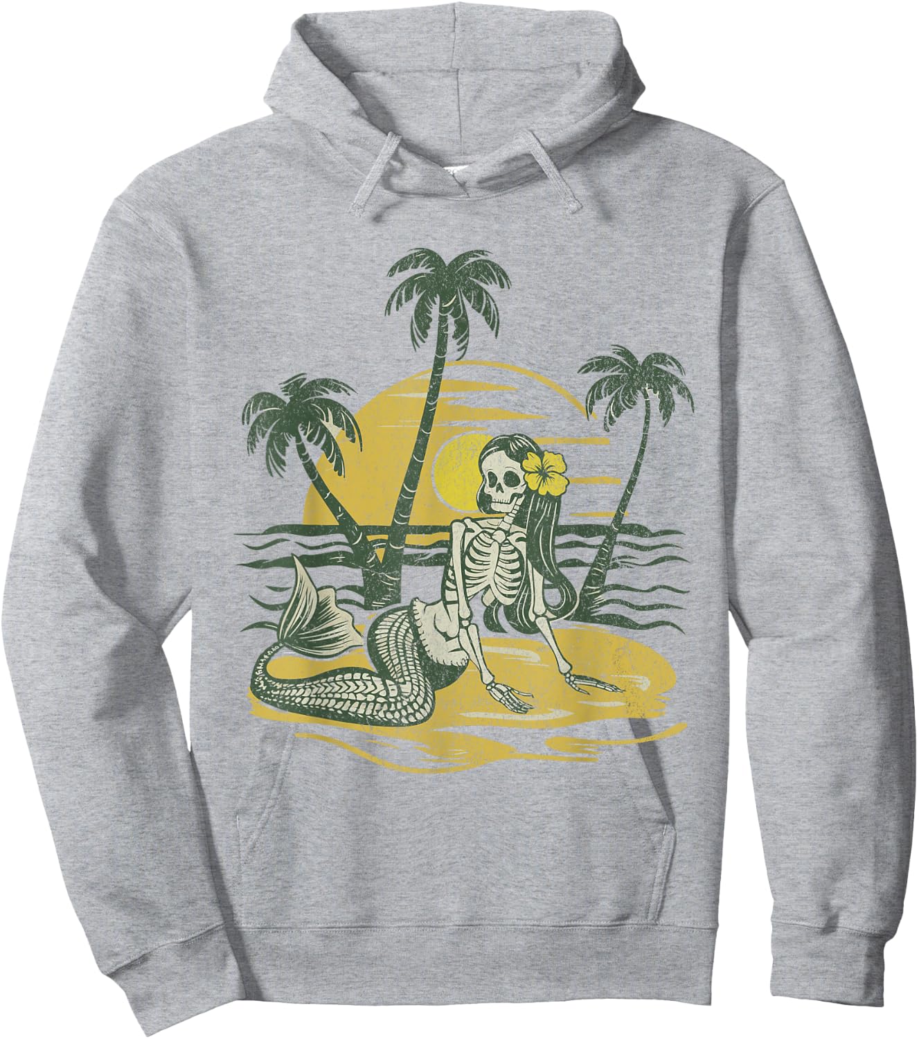 Classic Skeleton Sunset Mermaid Beach Vibes Women Hoodie - Hoodie | Ash