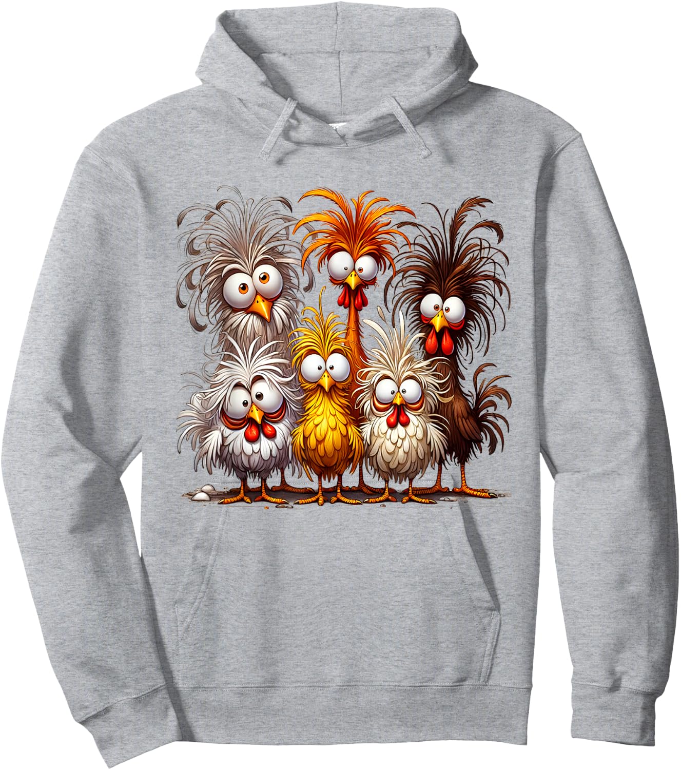 Funny Eagerly Quirky Chicken Art Hoodie - Hoodie | Ash