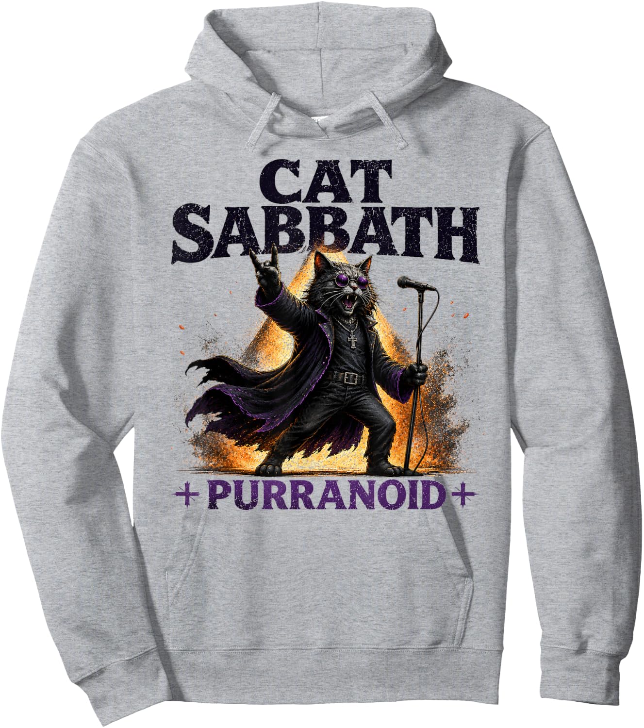 Cat Sabbath Purranoid - Funny Rock Cat Hoodie - Hoodie | Ash