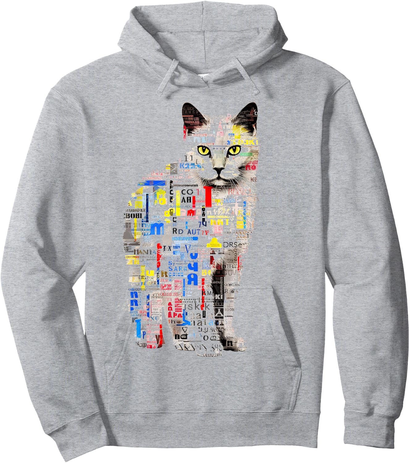 Chat Abstrait Graphique Texte Illustration Animal Chat Hoodie - Hoodie | Ash