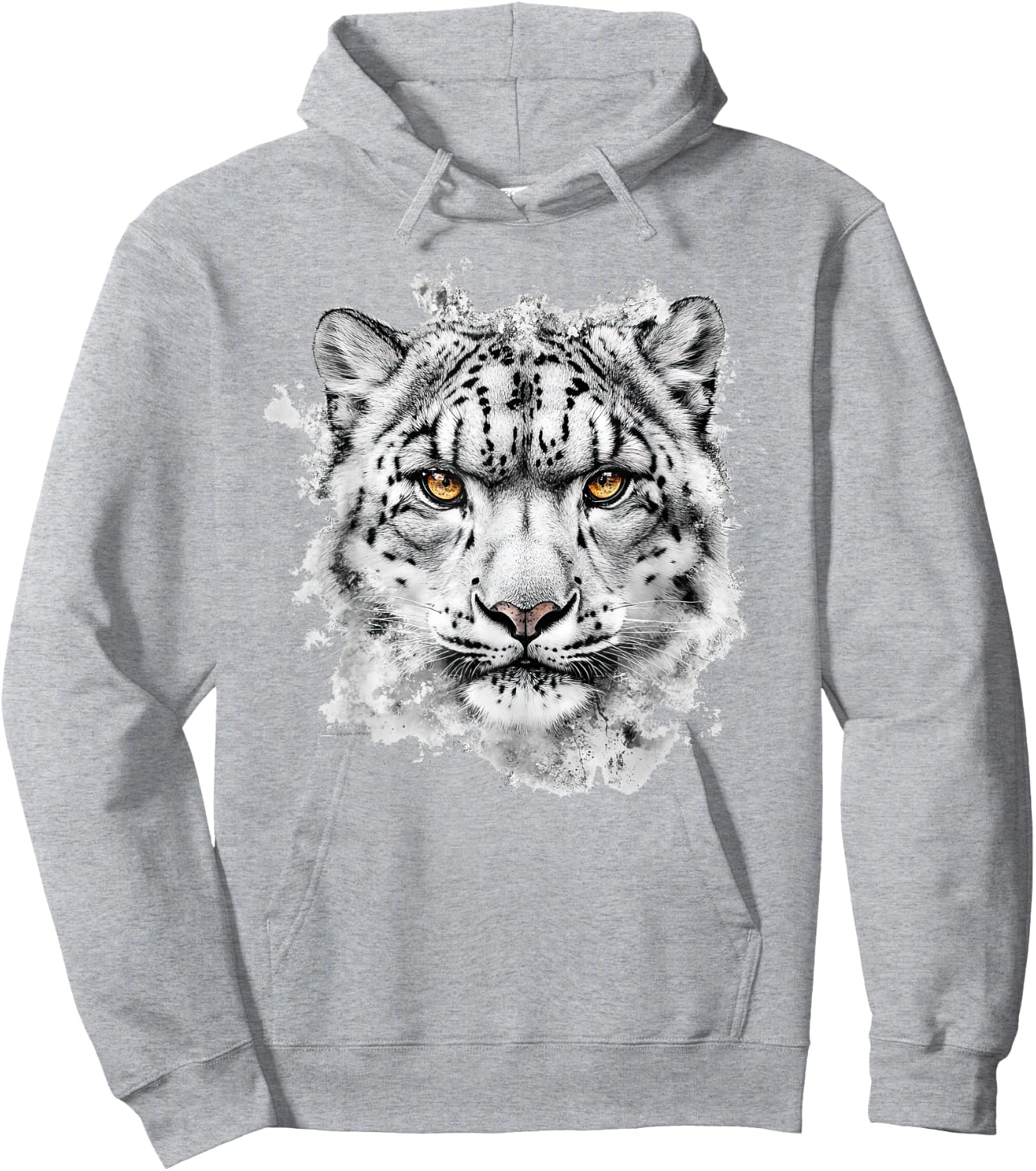 Snow Leopard Face Hoodie - Hoodie | Ash