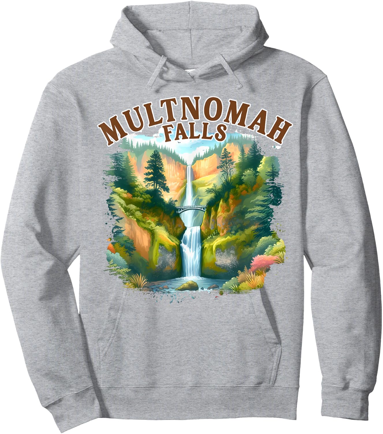 Multnomah Falls Waterfall Oregon Nature Exploring Travel Hoodie - Hoodie | Ash