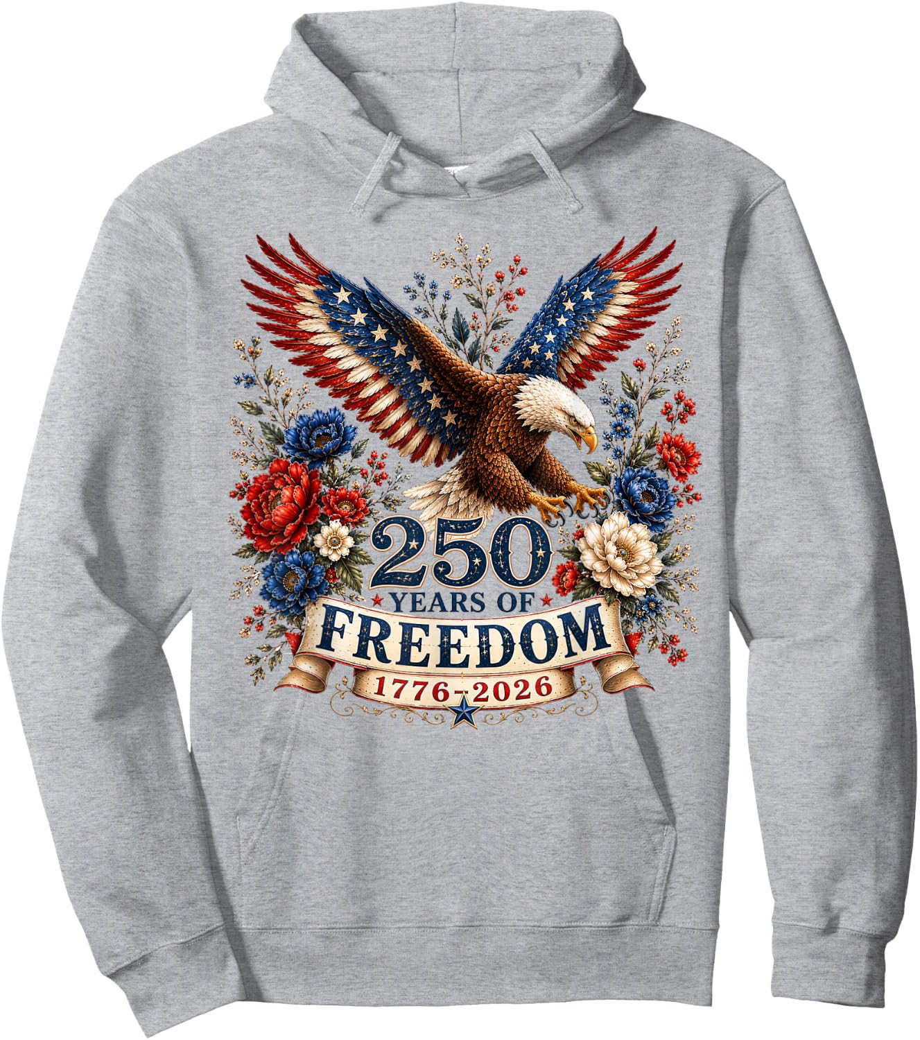 250 Years of Freedom Eagle 250th Anniversary USA 4th of July Hoodie - Hoodie | Ash