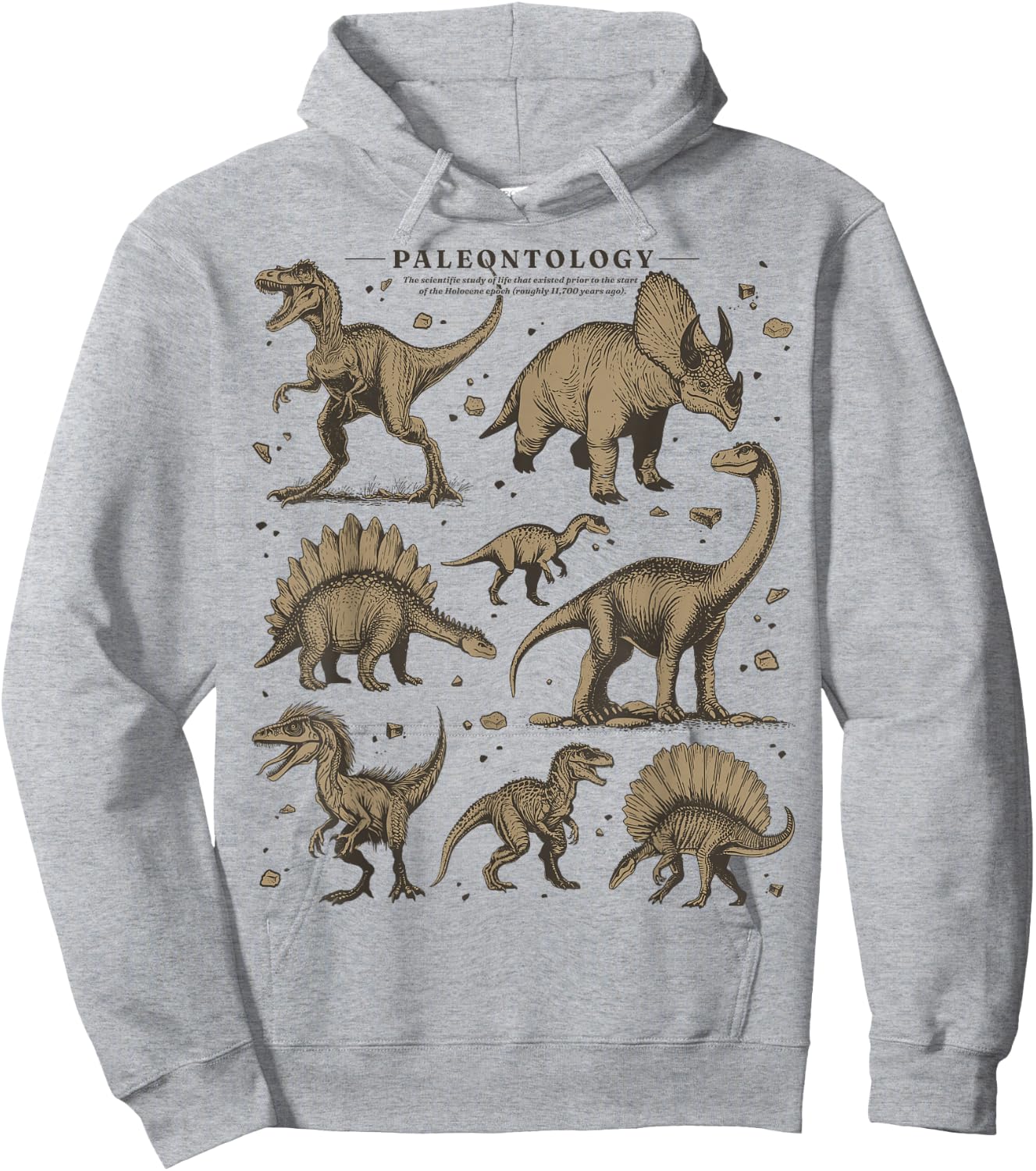 Paleontology Dinosaur Nerdy Science Teacher Vintage Graphic Hoodie - Hoodie | Ash