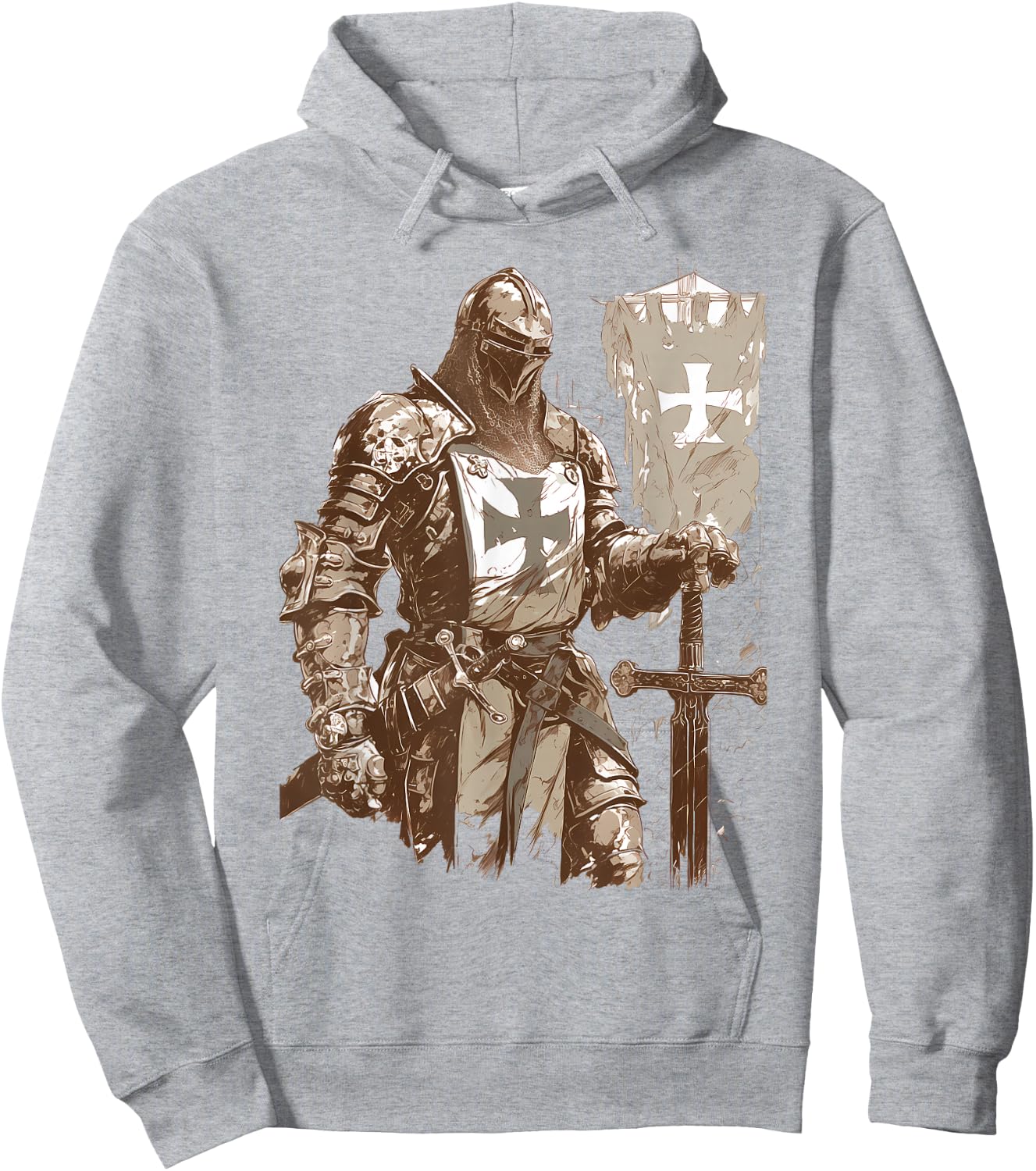 Hospitaller knight Medieval Templar Hoodie - Hoodie | Ash