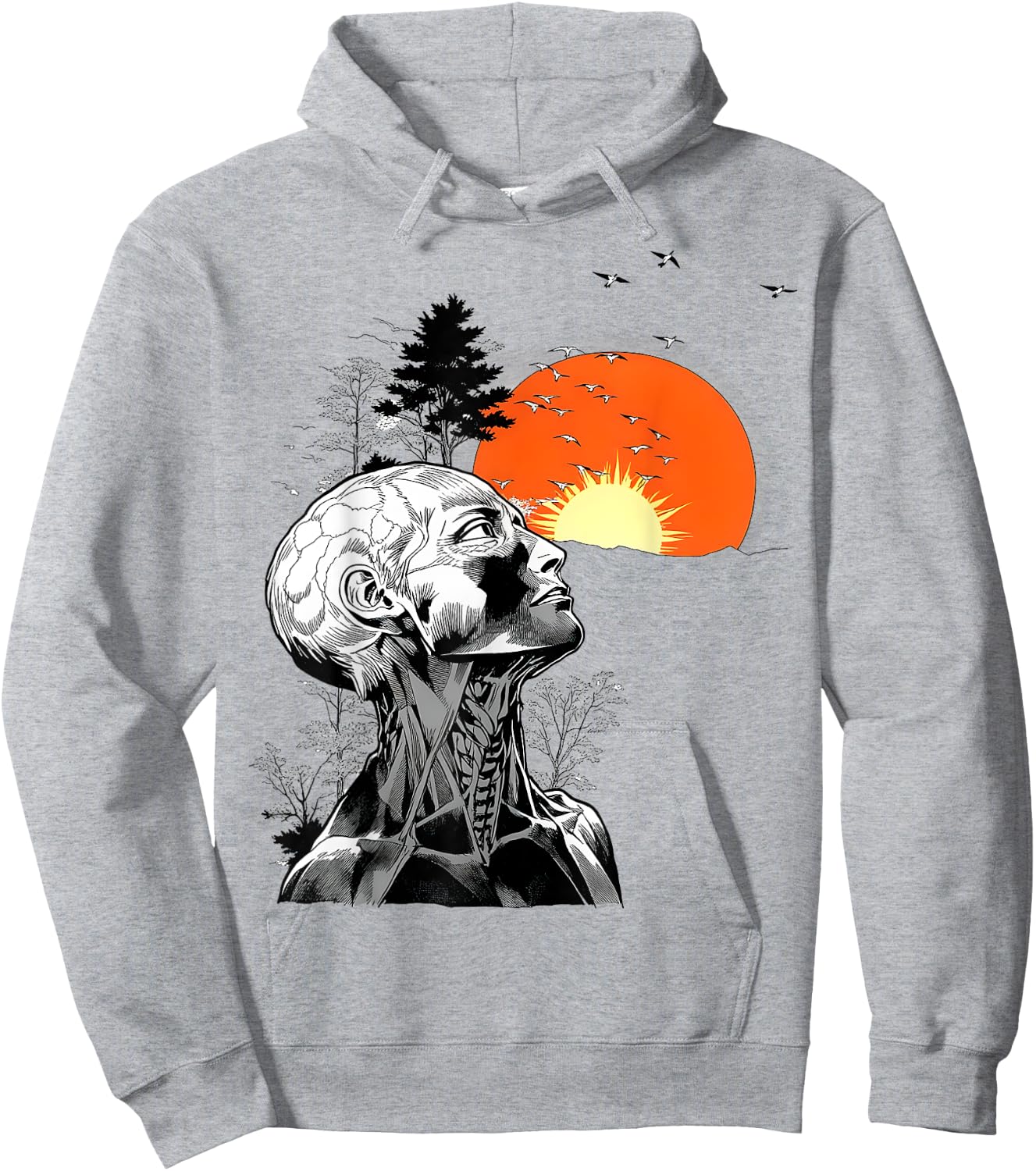 Hangover Human Tree Graphic , White Hoodie - Hoodie | Ash