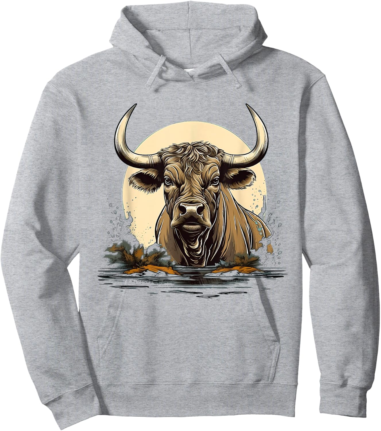 Retro Style Water Buffalo Hoodie - Hoodie | Ash