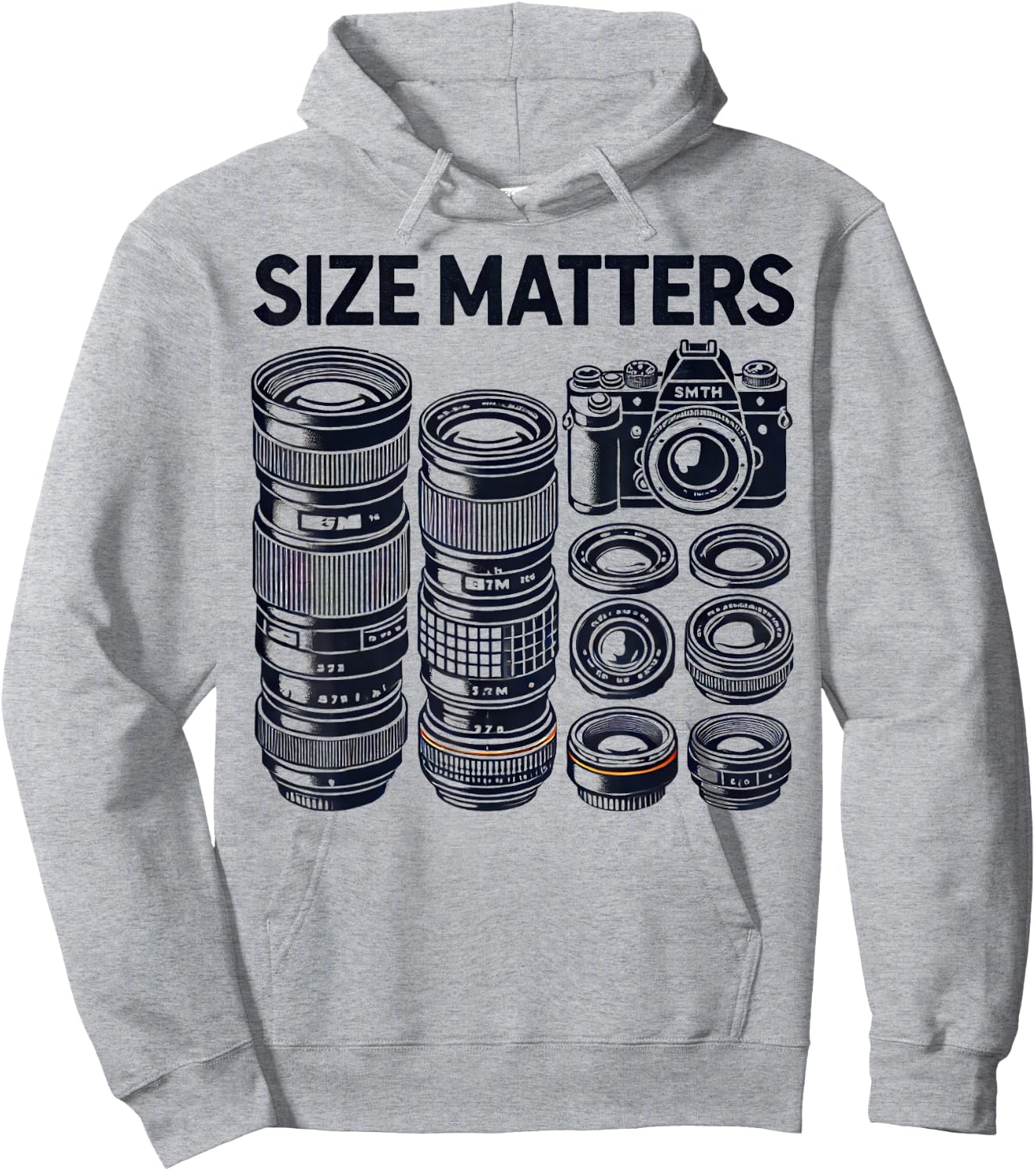 Funny Camera Lovers Humour Size Matters Photographer , white, S Hoodie - Hoodie | Ash