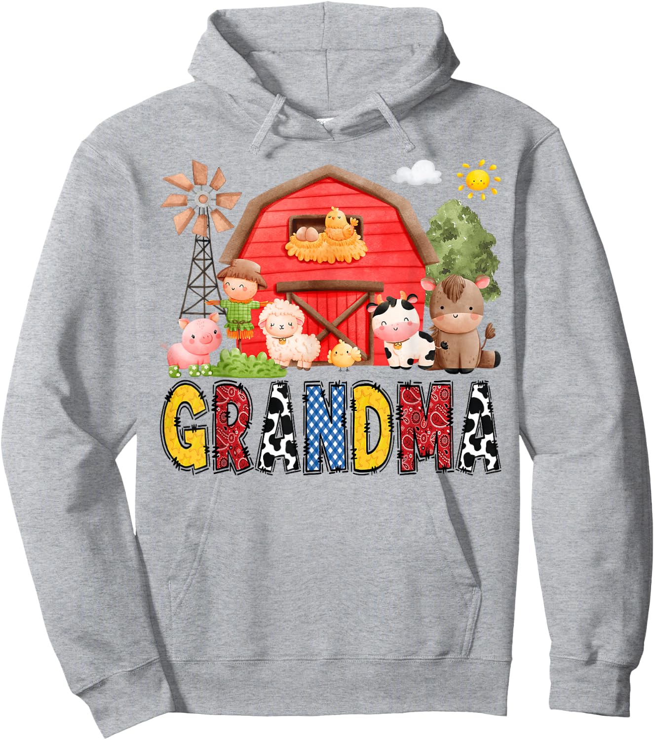 Grandma Farm Cow Birthday Boy Matching Family Matching Hoodie - Hoodie | Ash