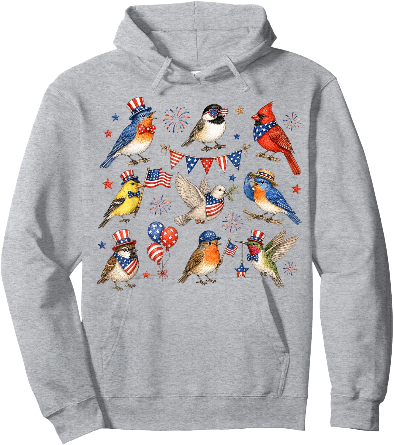 Patriotic Bird Lover Bird Watching 4th of July Independence Hoodie - Hoodie | Ash