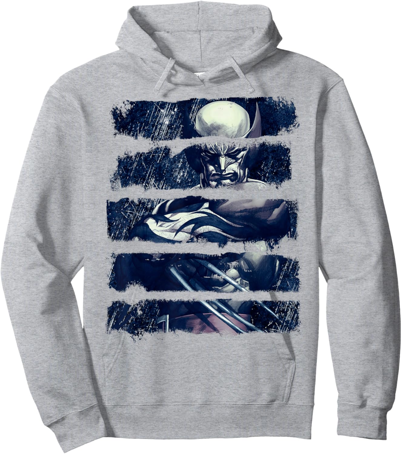 Marvel X-Men Wolverine Panel Sliced Portrait Graphic Hoodie - Hoodie | Ash