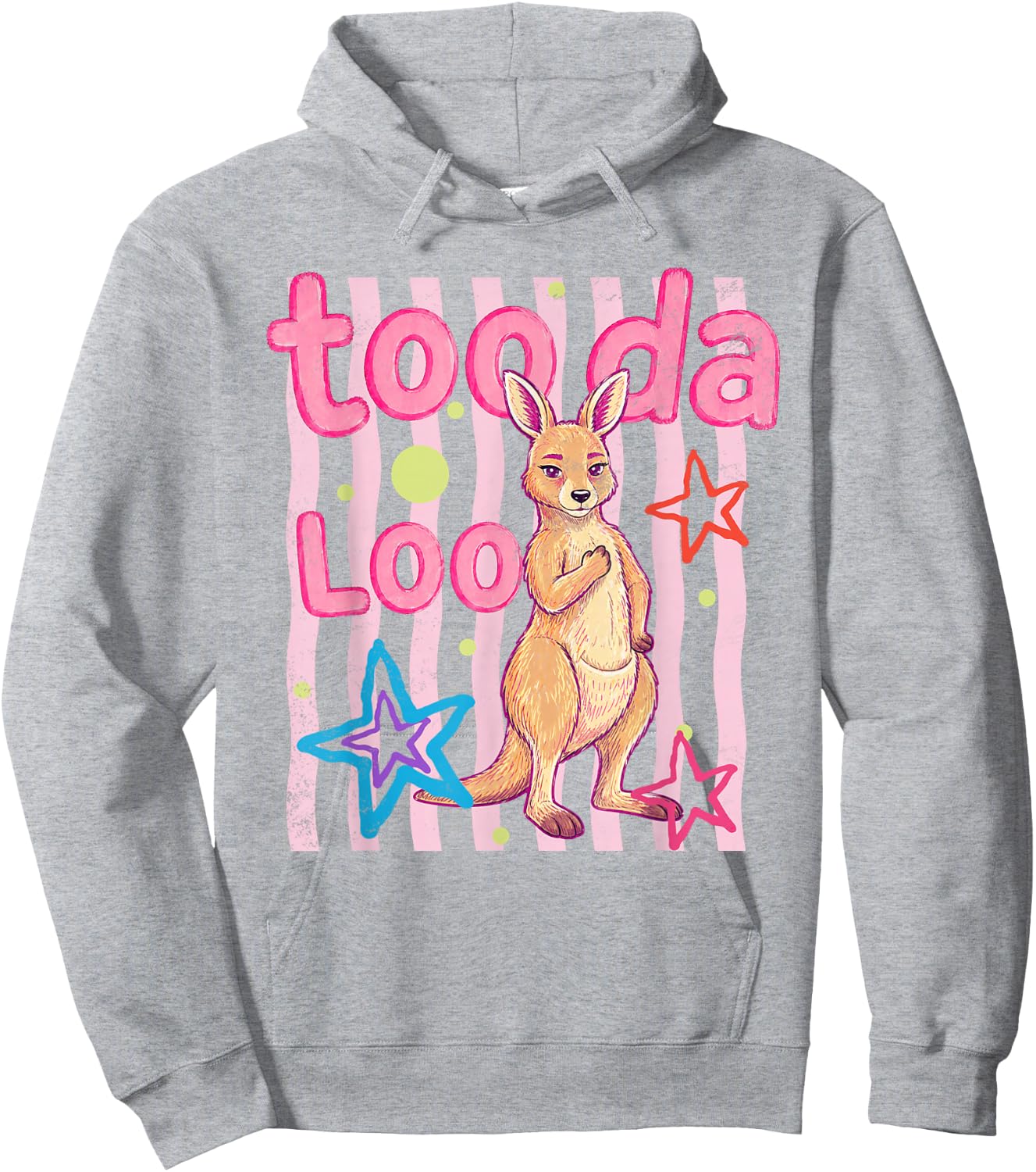 Cute Kangaroo Tooda Loo Cartoon Animal Design Hoodie - Hoodie | Ash
