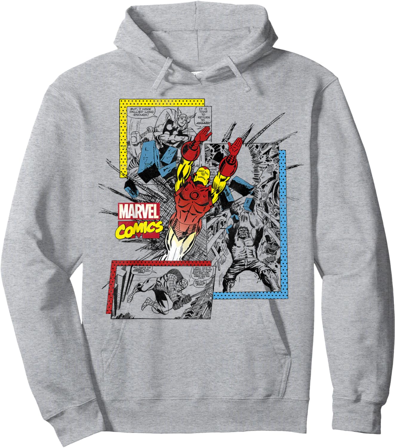 Marvel Comics Iron Man Classic Retro Panels Graphic Hoodie - Hoodie | Ash