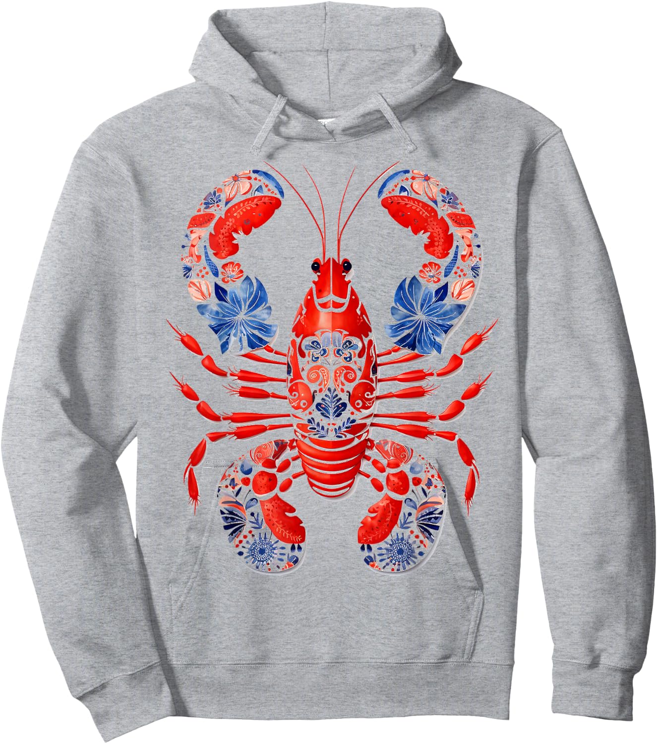 Lobster Animal Print Nature Portrait Lobster , white, S Hoodie - Hoodie | Ash