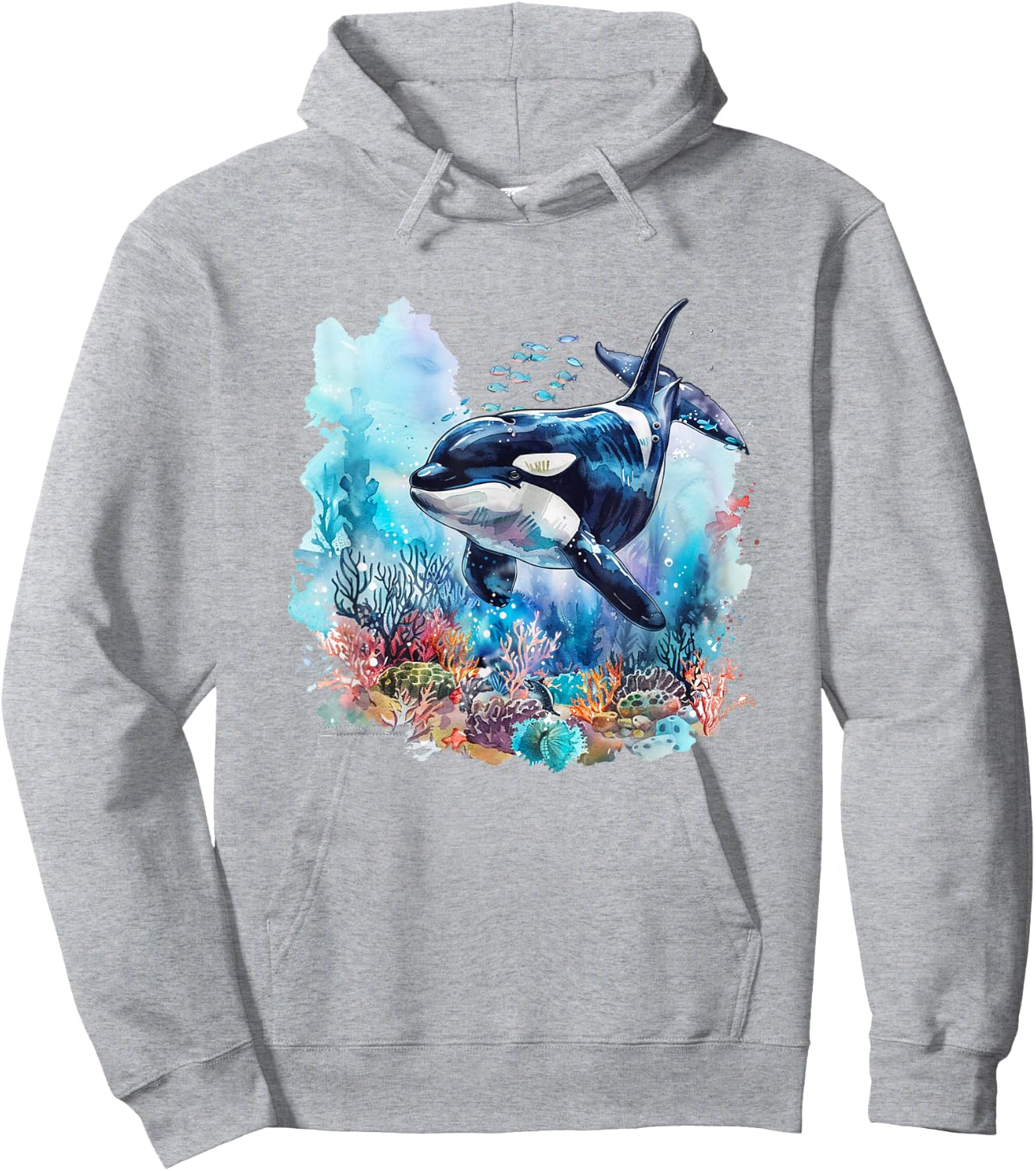 Orca t featuring Watercolor Orca Hoodie - Hoodie | Ash