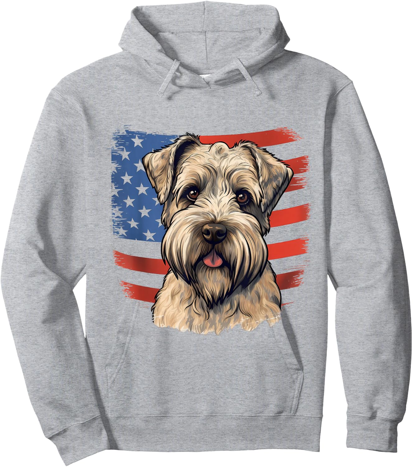 4th Of July US Flag Soft-Coated Wheaten Terrier Dog Hoodie - Hoodie | Ash