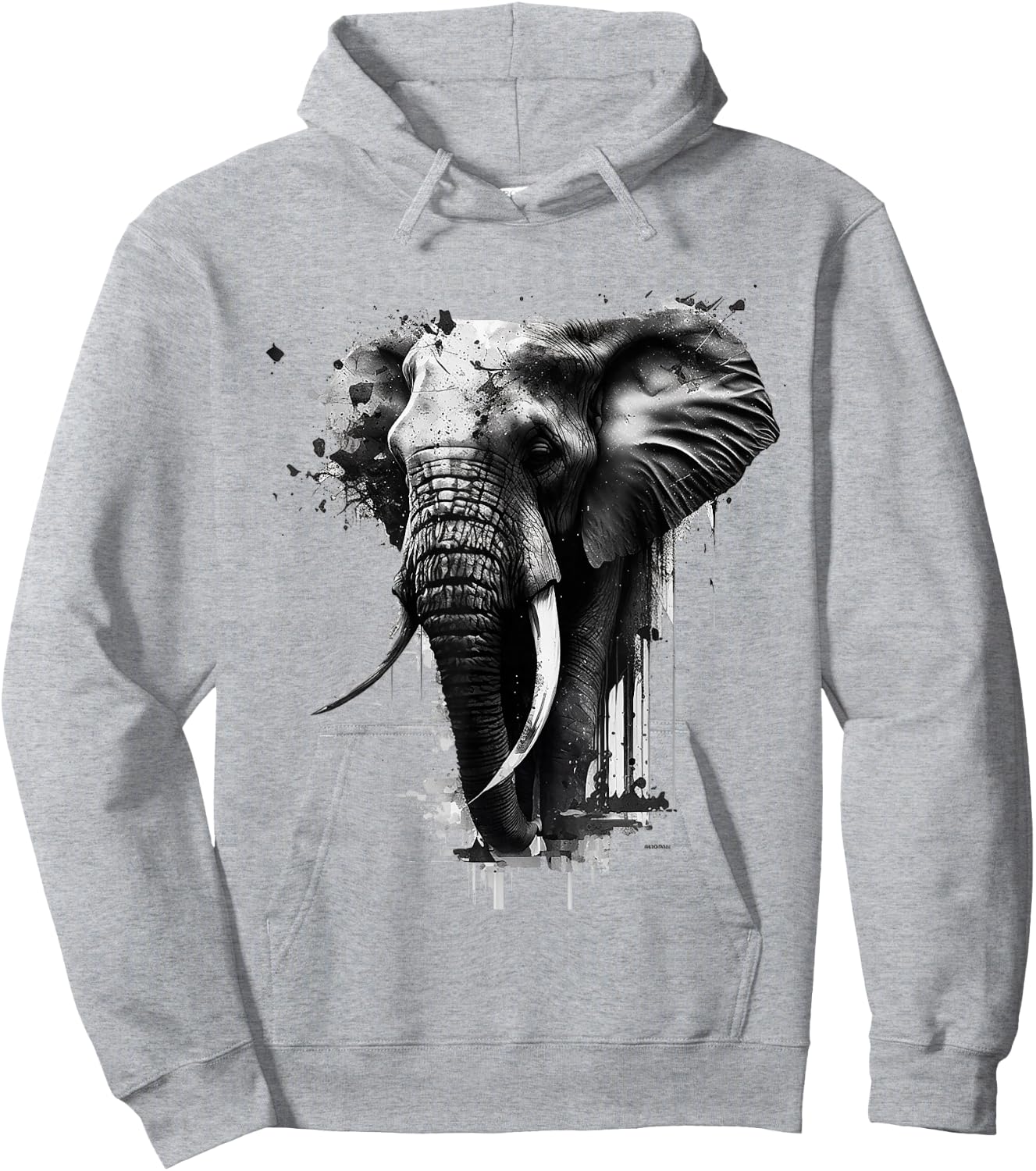 Elephant Art Drawing Zoo Animal Motif Elephant Hoodie - Hoodie | Ash