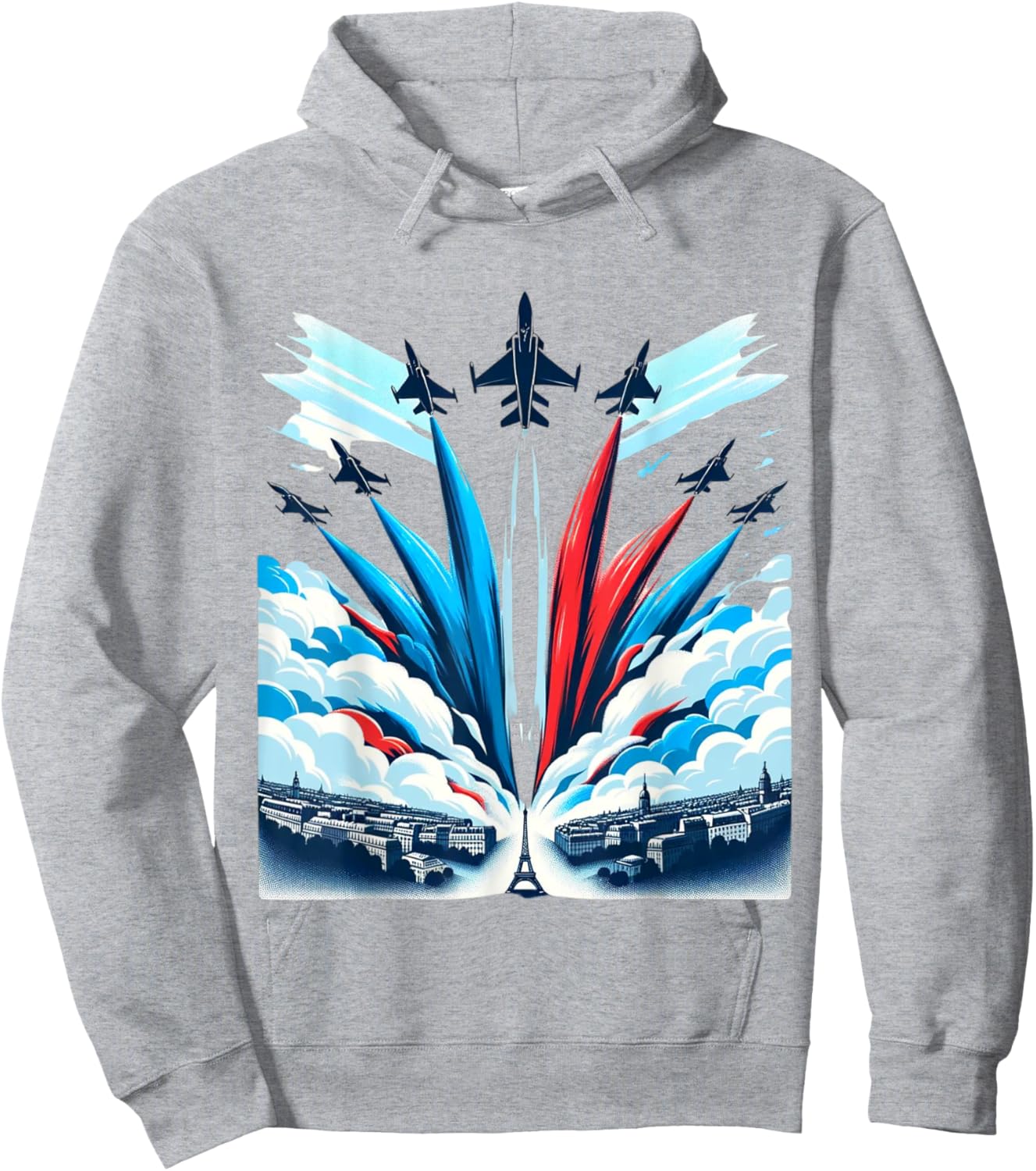 French National Day Bastille Airplane , white, S Hoodie - Hoodie | Ash