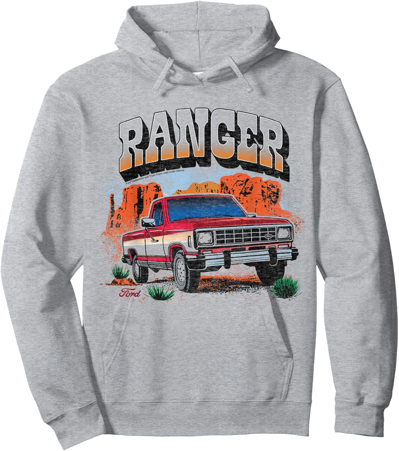 Ford - Ranger Truck 1983 Outdoor Desert Mountain Landscape , White Hoodie - Hoodie | Ash