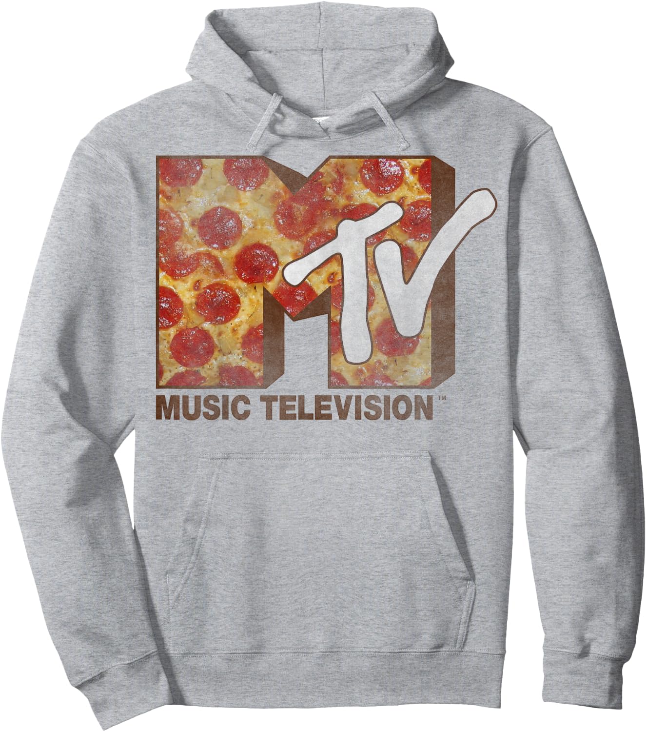 MTV Pepperoni Pizza Logo Hoodie - Hoodie | Ash