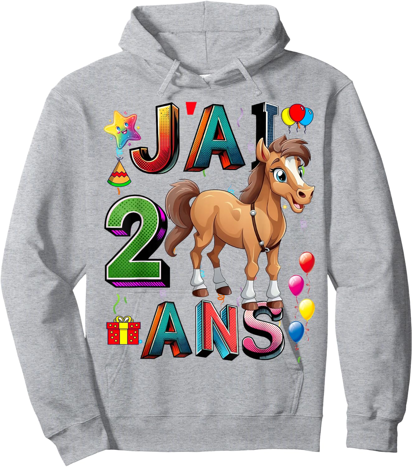 Child Horse Child 2 Years Birthday Boy Girl Horse , white, S Hoodie - Hoodie | Ash