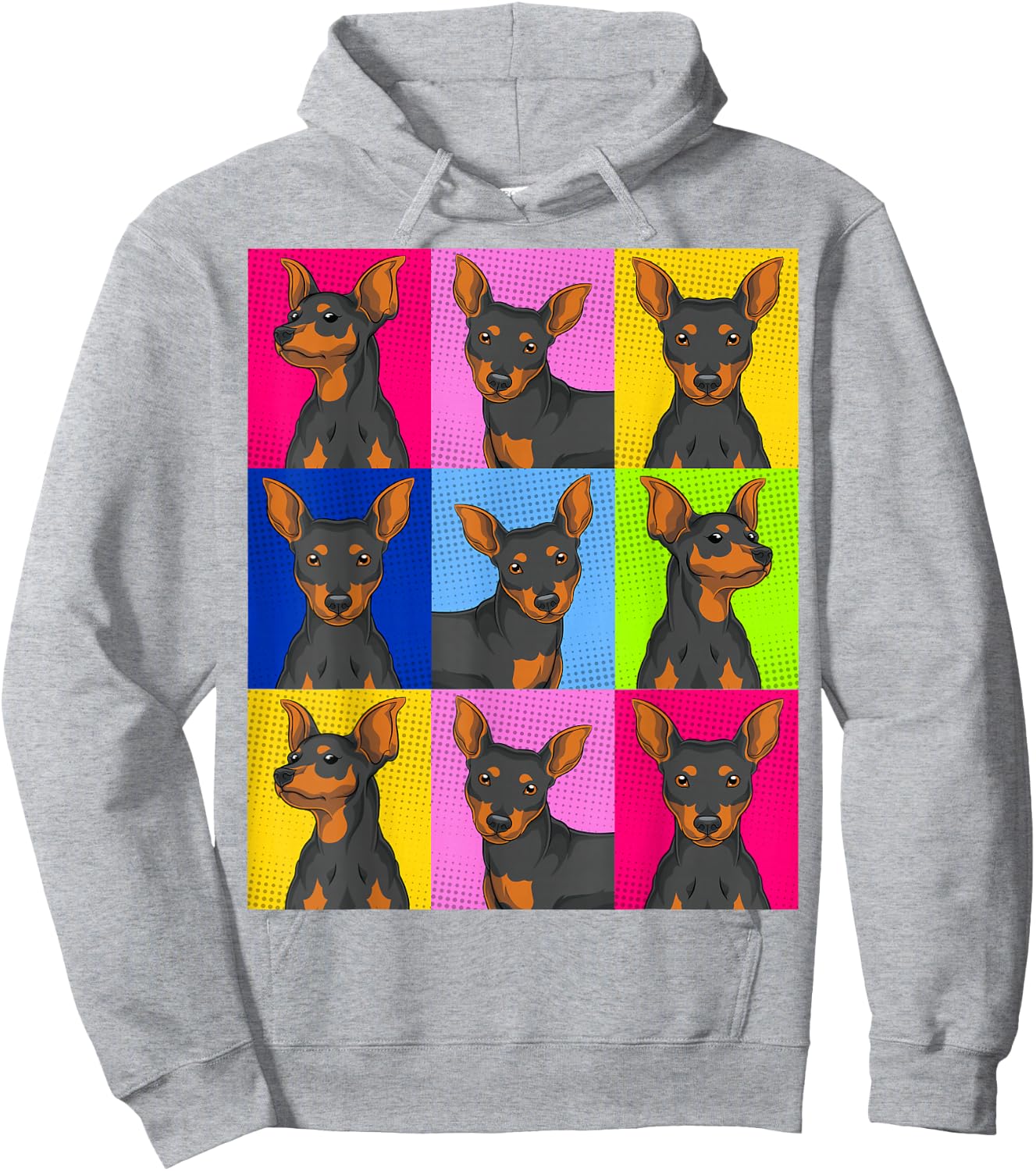 Dog Owner Animal Pet Min Pin Dog Lover Pop Art Min Pinscher Hoodie - Hoodie | Ash