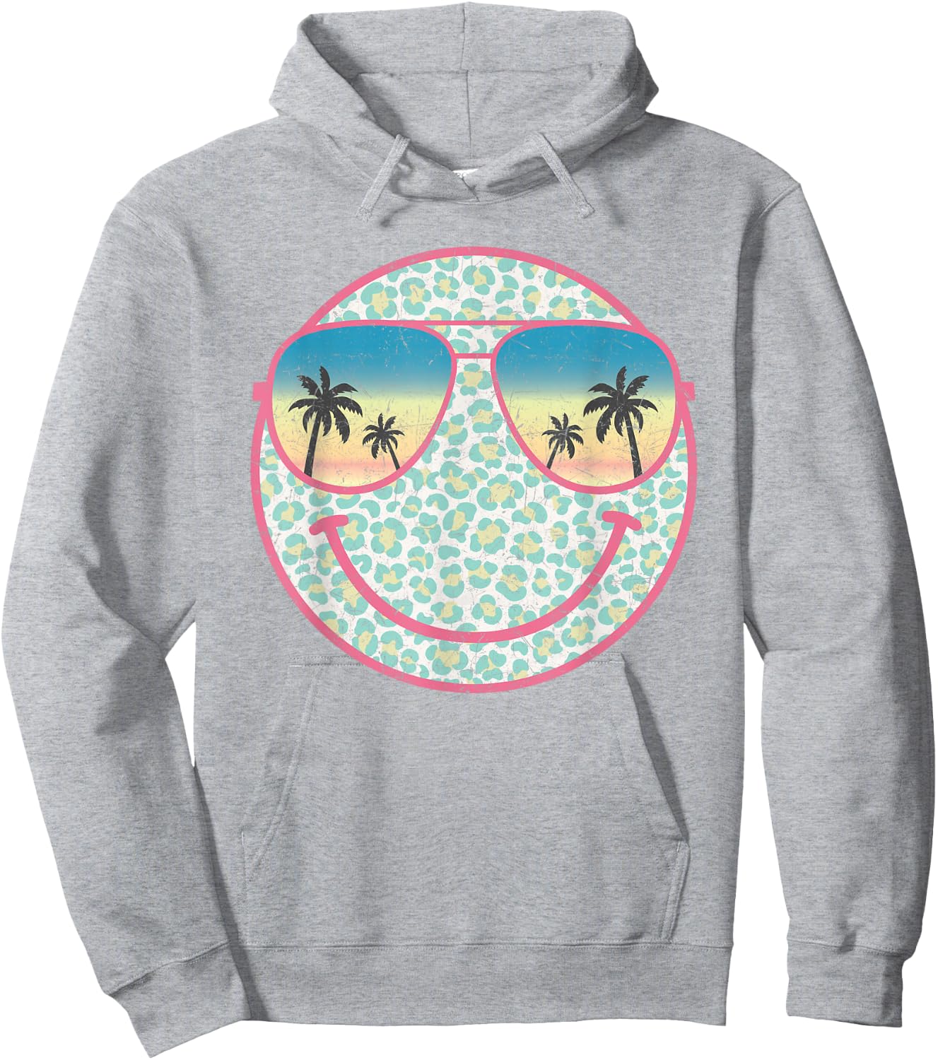 Palm Tree Smile Beach Summer Cute Happy Peace Smiling Face Women Kids Hoodie - Hoodie | Ash