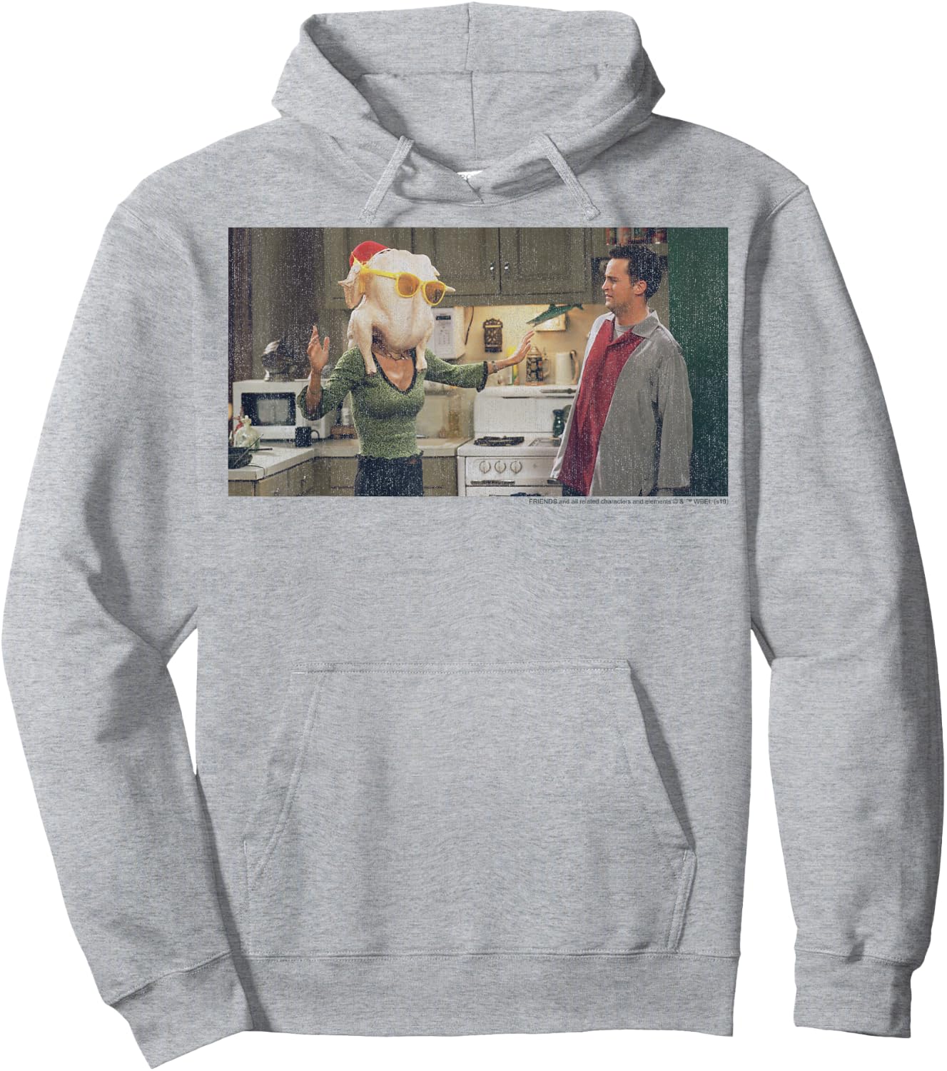 Friends Thanksgiving Turkey Head Monica Portrait Hoodie - Hoodie | Ash
