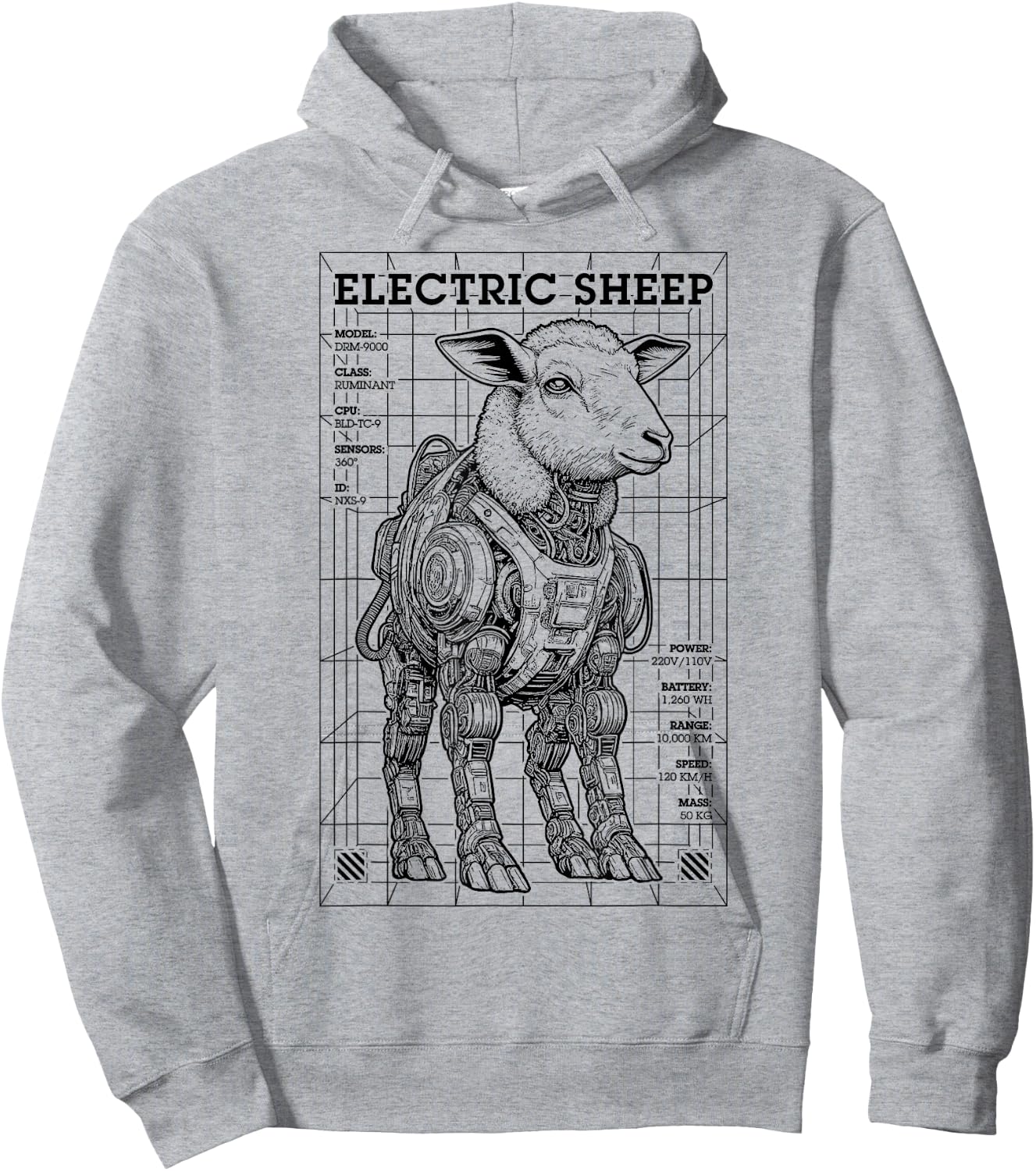 Electric Sheep Cyberpunk Android Robot Science Fiction Gamer Hoodie - Hoodie | Ash