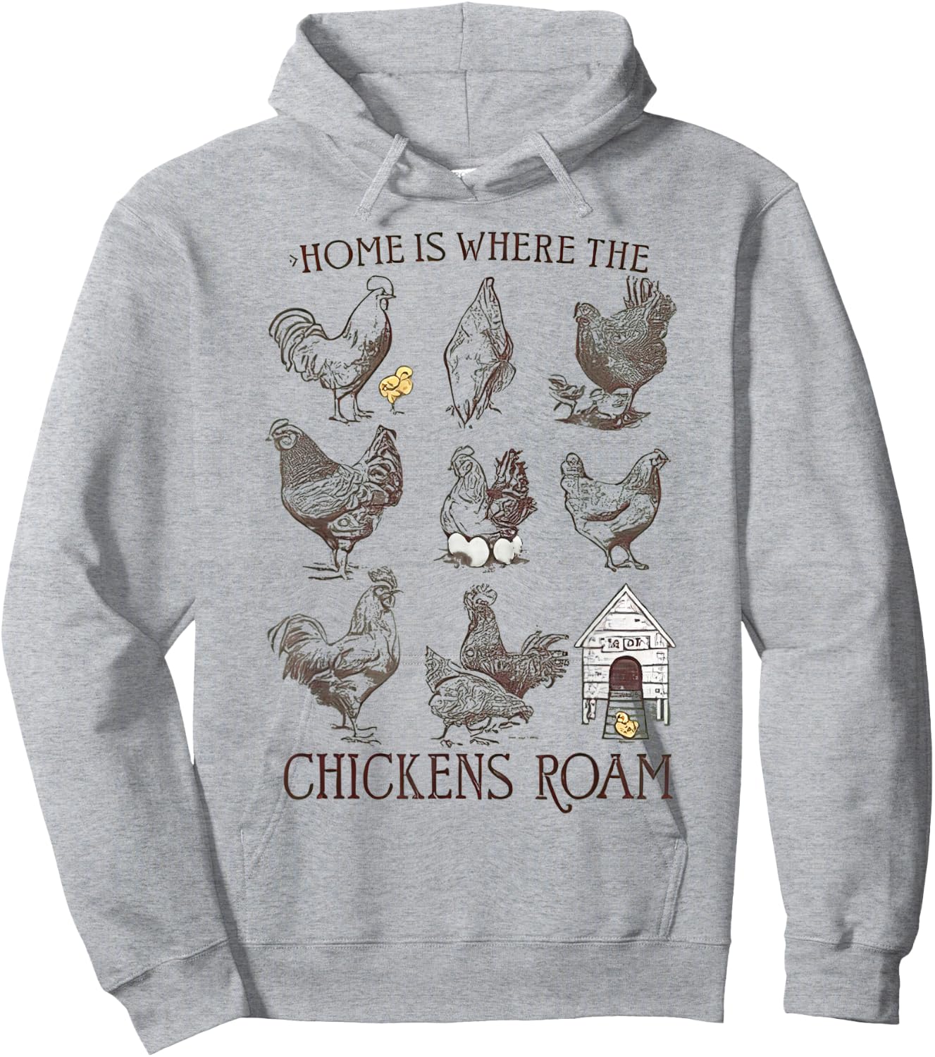 Home is Where The Chickens Roam Funny Animals Farm Hoodie - Hoodie | Ash