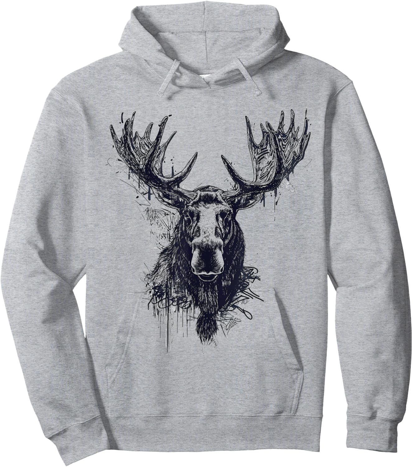 Elk Animal Print Zoo Drawing Illustration Abstract Elk , white, S Hoodie - Hoodie | Ash