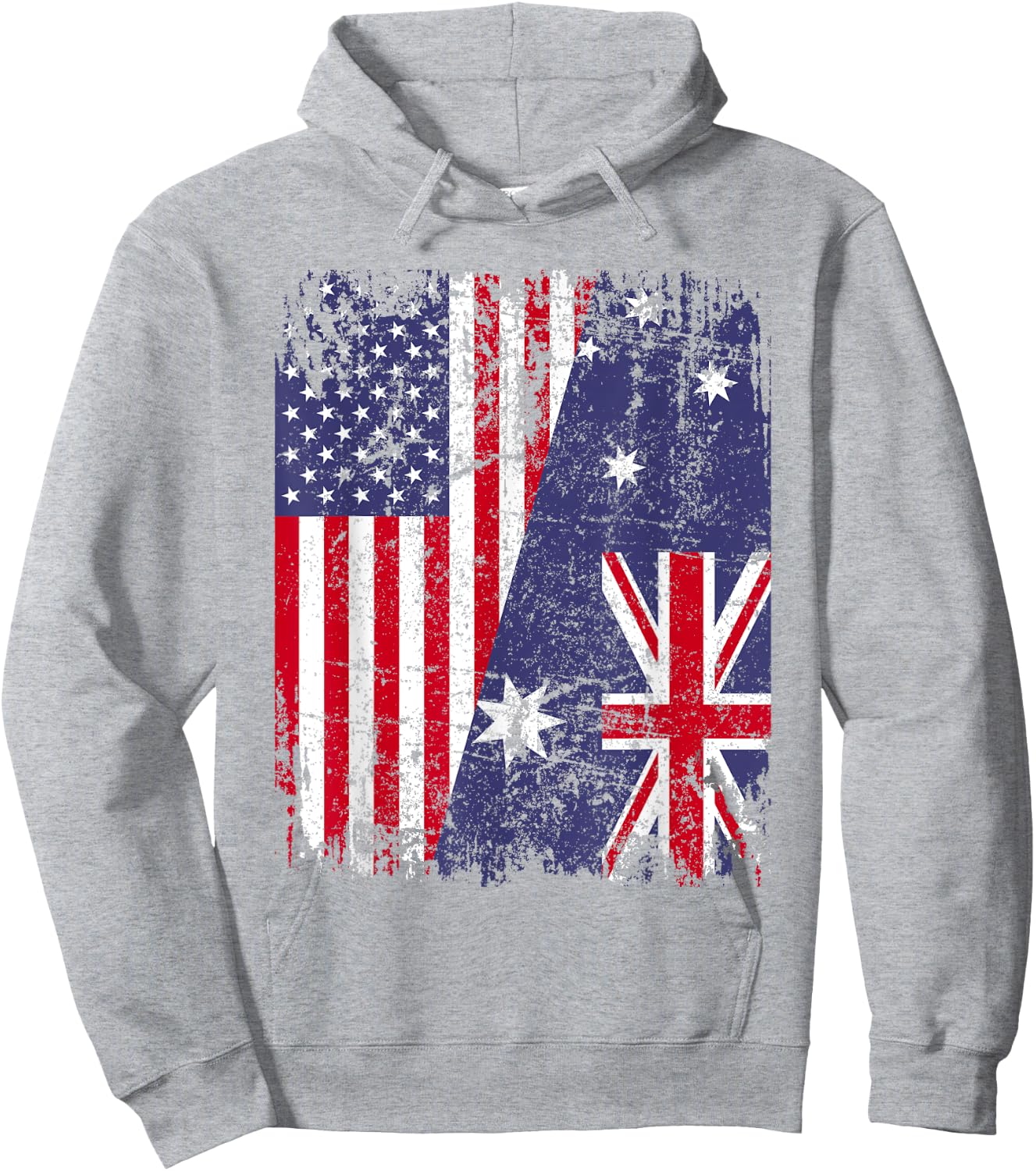 AUSTRALIAN ROOTS | Half American Flag | AUSTRALIA Kids Men Hoodie - Hoodie | Ash