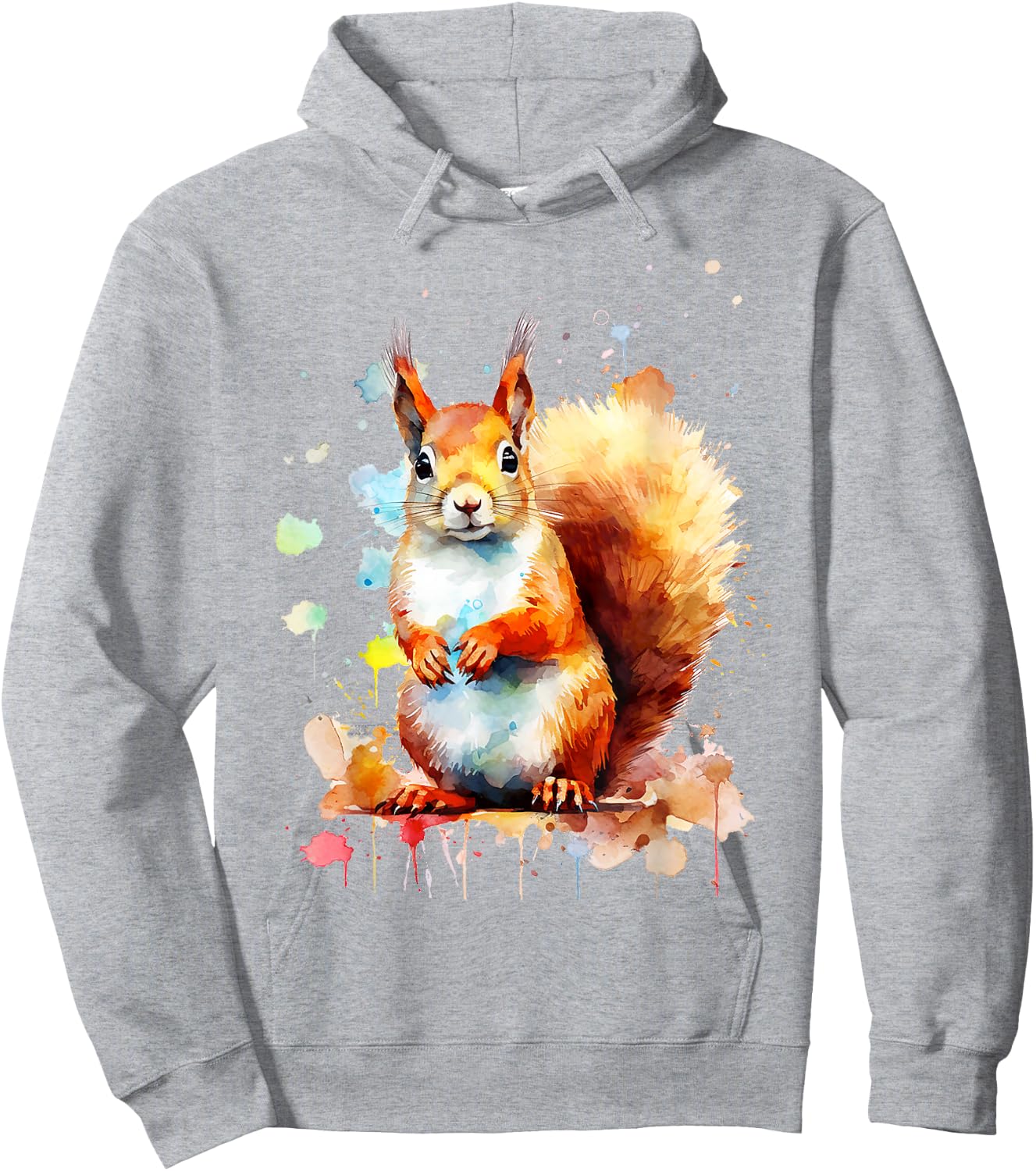 Squirrel Animal Abstract Motif Colourful Painting Squirrel , White Hoodie - Hoodie | Ash