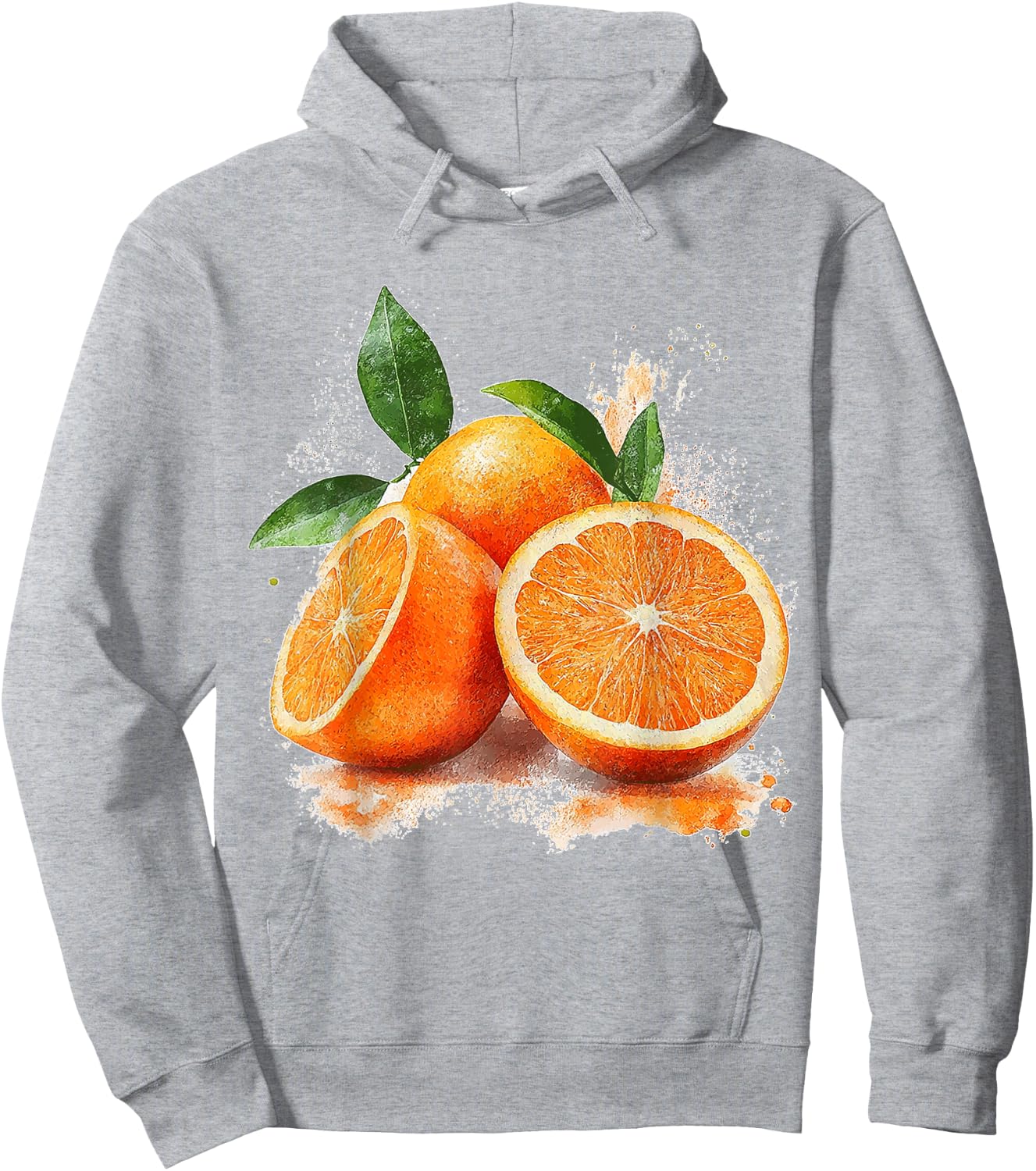 Orange Fruit Motif Watercolour Artwork Orange , White Hoodie - Hoodie | Ash