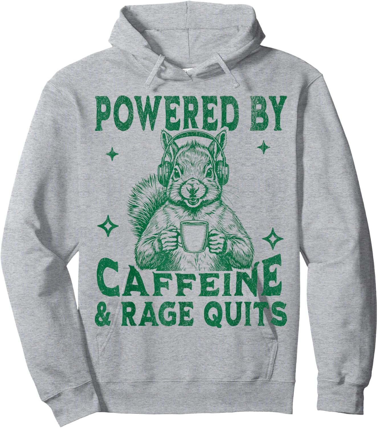 Funny Video Game and Coffee Gamer Squirrel Men and Women Hoodie - Hoodie | Ash